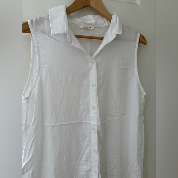 Beach Lunch Lounge crisp white tank button down collared size large lightweight - Picture 3 of 10